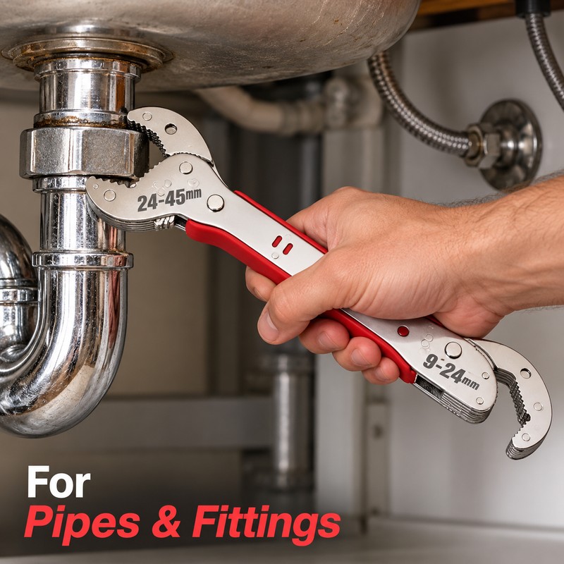 9-45mm Double-Ended Self-Adjusting Universal Wrench, High Carbon Steel Multi-Purpose Spanner