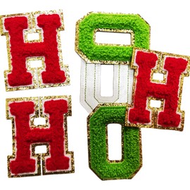 Iron on Patches Sew On Letter Patches HOHOHO Patches for Christmas Decor Supplies (HOHOHO, Multicolour)