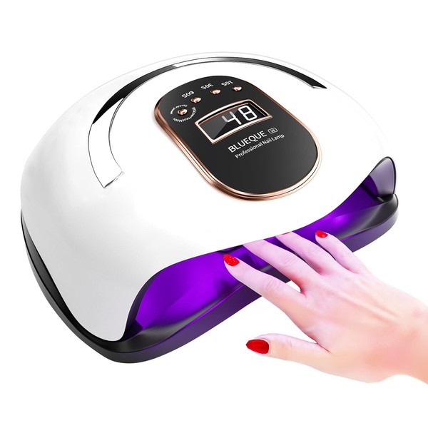 168W LED UV Nail Lamp, Professional Gel Nail Kits with UV Lamp Faster Nail Dryer Light with 4 Timers, Auto Sensor, LCD Display, Low Heat for Quickly Cure UV Led Gel Polish/Acrylic Builder/Home/Salon
