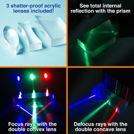 Tech Light Lab LED Optics Kit - LED Color Mixing Educational Kit for Grades 4-8 (Red Green Blue 3-Pack) - Transforms into Ray Box - Reflection and Refraction Optics Experiments for Kids