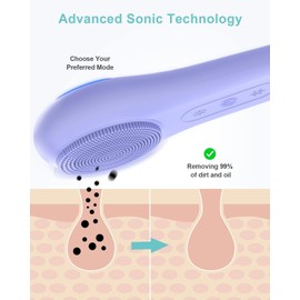 EZBASICS Facial Cleansing Brush face Scrubber Waterproof Face Scrub Brush for Men & Women Rechargeable Face Brushes for Facial Electric Silicone Face Scrubber Cleanser Brush 1 Pack+3 Modes Violet