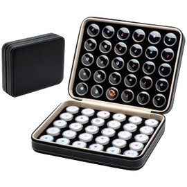 Giftop 60 PCS Gemstone Display Collection Storage Box with Clear Lid for Gems Diamond and PU Leather Black Bag Holder Container (Black-60pcs)