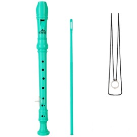 Eastrock German Soprano Recorder 10 Pieces for Beginners with Cleaning Rod, Finger Plate, Packaging Bag, Thumb Rest, Green