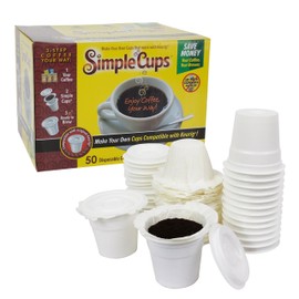 Disposable Cups for Use in Keurig 1.0 Brewers - Simple Cups - 50 Cups, Lids, and Filters - Use Your Own Coffee in K-cups
