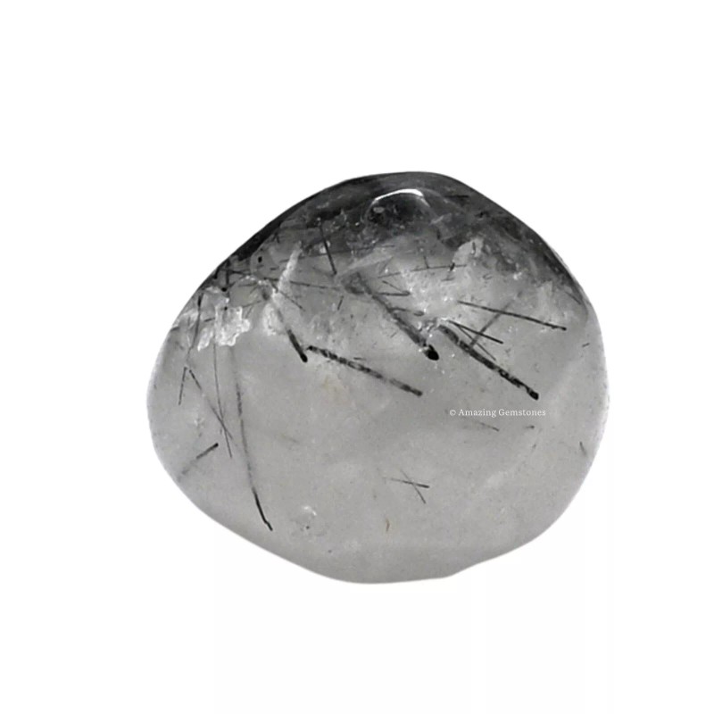 Black Rutilated Quartz Crystal Tumbled Stone Polished Rock DIY Crystal
