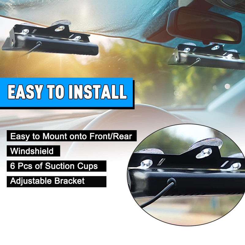 Afurkuot 2-in-1 Blue LED Warning Dash Windshield Strobe Lights, 26