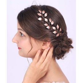 Anglacesmade - Horquillas para el pelo para novia, diseño de hojas, Dorado