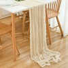CHUQING Table Runner Beige Boho Gauze Cheesecloth Table Runner for