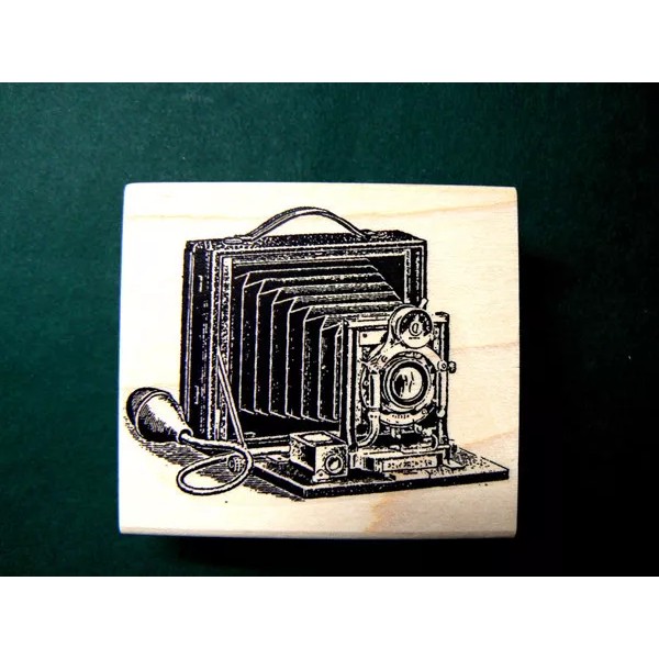 dragonflylaser P18 Vintage Photo Camera-WM rubber stamp 2.5x2"