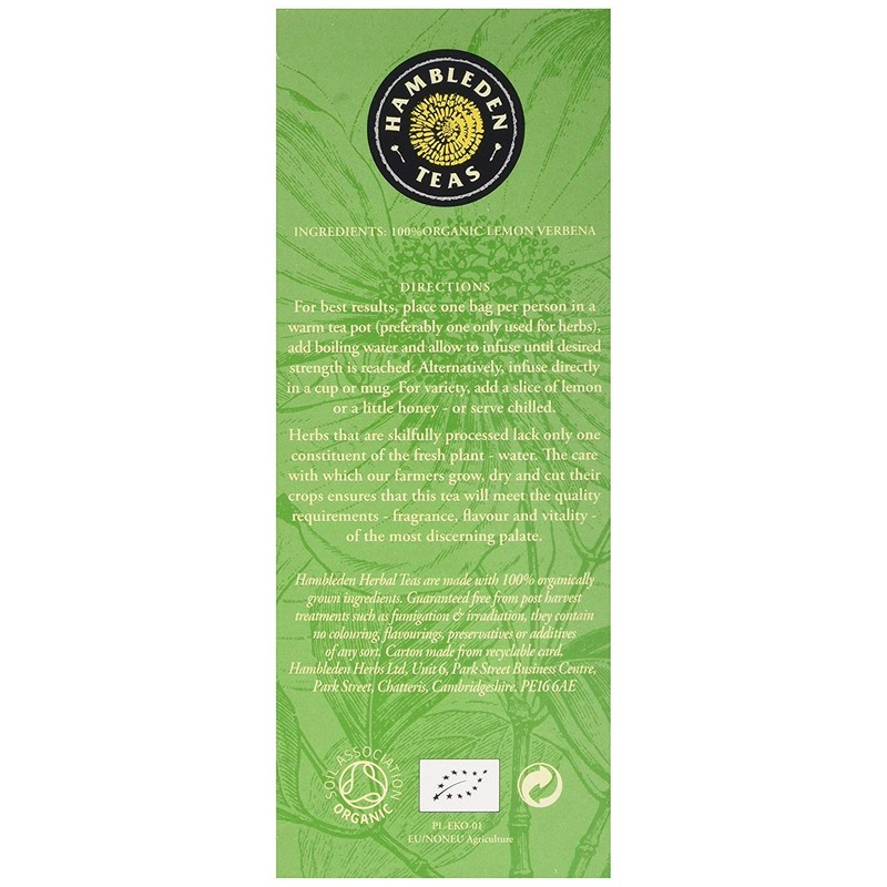 Hambleden Teas Organic Lemon Verbena 20 Teabags