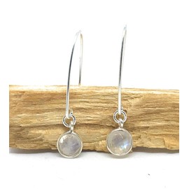 6 mm Natural Moonstone Pendant 925 Sterling Silver Hook Earrings