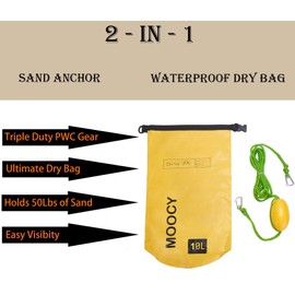 MOPHOEXII Sand Bag Anchor 2 in 1 PWC Anchor for Jet Ski Sand Anchor with Adjustable Buoy. 10L/20L Boat Anchor Bag Ideal for Kayak, Swim Mat and Paddle Board