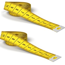 Pack of 2 Tape Measure Sewing, Body Measuring Tape, Double-Sided Tape Measure, 3 m, Yellow, for Tailors, Craftsmen, Households
