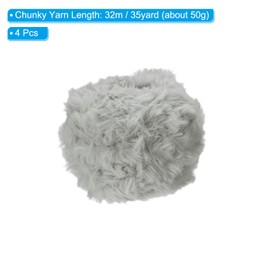 PATIKIL 35yds Faux Fur Yarn, 4 Skeins Fuzzy Yarn Crochet Fluffy Yarn Soft Chunky Polyester Plush Fur Eyelash for Crocheting Knit Blanket Rug Sweater Scarf Hat Bear Craft, Grey