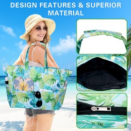 Moerstar XXL Family Beach Bag, Large Beach Bag with Zip, Waterproof, Sandproof, Foldable Beach Bags, Handbag, Shoulder Bag, Women for Travel, Shopping, Beach, Travel, multicoloured