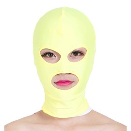 Cosplay Halloween Smooth Knit Full Head Mask with Open Eyes and Mouth [KN05D] (Yellow)