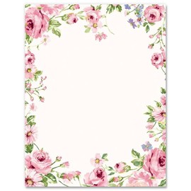 60 Sheets Floral Stationery Letterhead Paper Pink Flower Blossom Letter Paper Spring Writing Papers Notes Greeting Papers for Wedding Birthday Invitation Office Printing, 8.5 x 11 Inch
