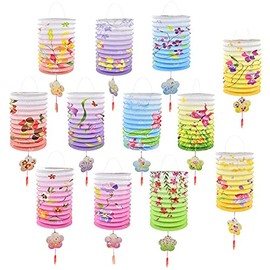 12 Pieces Chinese Paper Lanterns - Chinese Paper Lanterns Lamp Shades Ceiling Hanging Decoration Colorful for Birthday Wedding Party