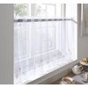 Café Voile Curtain Panel, Embroidered Kitchen Net Curtains, Daisy Flower,