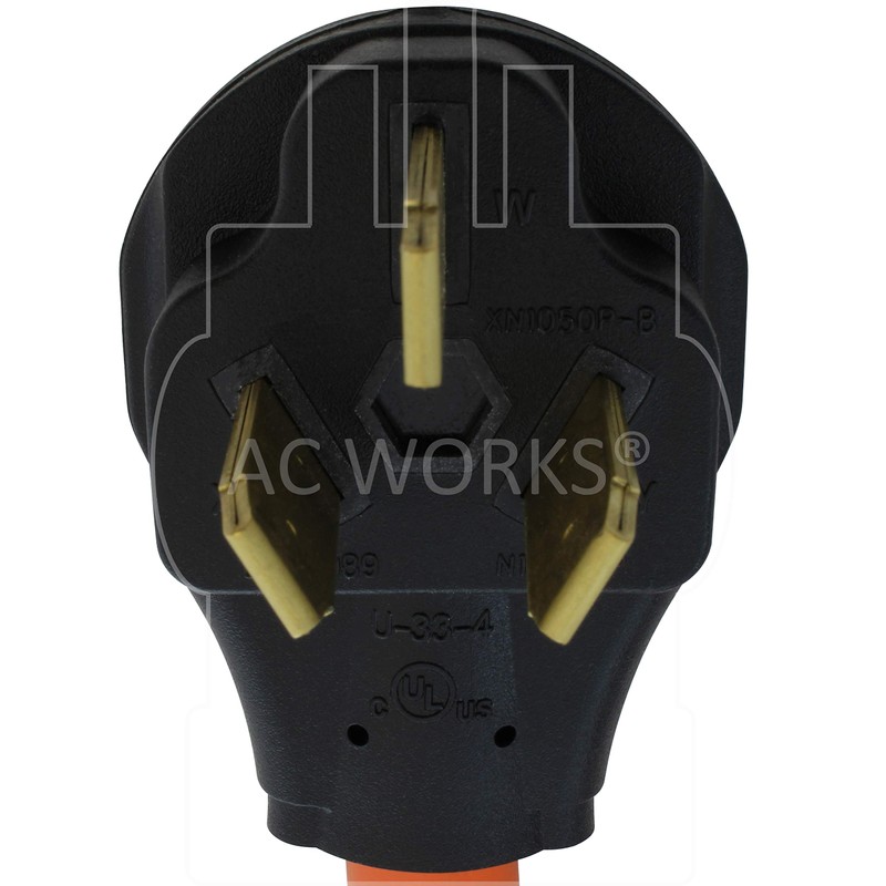 AC WORKS NEMA 10-50P 50A 3-Prong Plug to NEMA 6-20R
