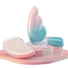 Hair Brush (2024 Fashion Beautiful Hair Design) Hair Growth Care Anti-Static Comb, Static Removal Brush, Wet Brush, Travel with Home (5 Colors: Pearl White) (Gradient Energetic Powder)