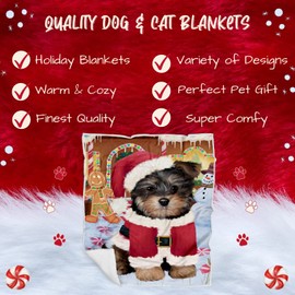 Yorkipoo Dog Blanket - Christmas Gingerbread Candyfest - Super Soft & Warm Pet Theme for Sofa or Bed, Warm Fleece, Sherpa or Woven Material, for Dog Lovers 50x60 Sherpa