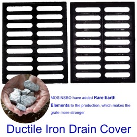 MOSINSBO Cast Iron Drain Grate, 20x16 Outdoor Drain Cover, A Class Sewer Grate, Durable Heavy Duty Channel Grate, Black Rectangle Drainage Grate for Driveway, Concrete, Yard, Garage (19.7x15.7)