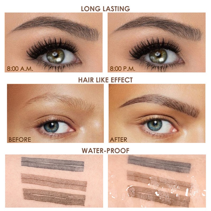 3pcs FOCALLURE Liquid Eyebrow Pencil 4-Fork Eyebrow Pen LongLasting Waterproof