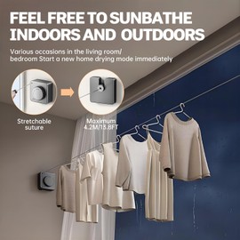 Trywise Outdoor Clothes Lines for Outside，Non-Sagging No-Punch Wall Mounted Indoor Washing Line,Stainless Steel Wall Mounted Washing line-5.1M（Grey）