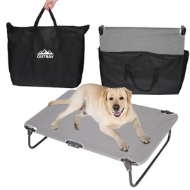 Elevated Dog Cot with Steel Frame – Foldable Raised Play & Rest Bed for Dogs & Cats – Heavy Duty Strong Material Dog Bed, No Assembly Required – Comfortable Pet Cot with Bonus Storage Bag