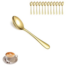 Berglander Gold Coffee Spoons Set of 12, Titanium Gold Plated 13.5CM Stainless Steel Small Spoons, Demitasse Espresso Spoons Mini Coffee Spoons for Dessert, Appetizer, Sugar