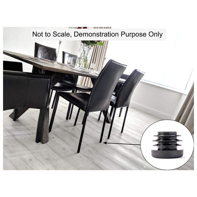 37mm Plastic End Caps, Black Round Tube Inserts, Pack of