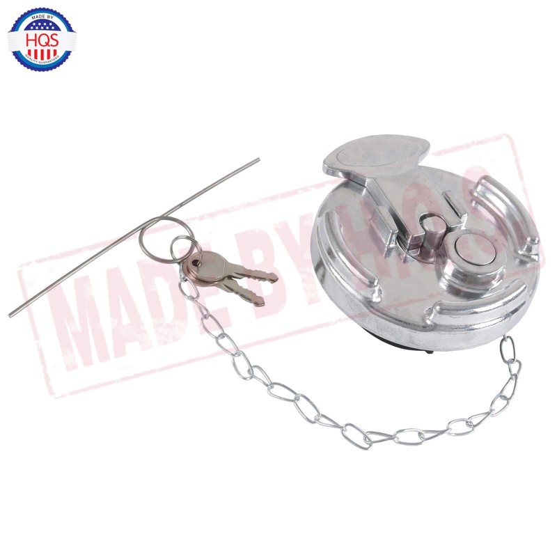 HQS 2x Chrome Lever Style Locking Fuel Cap 4" For