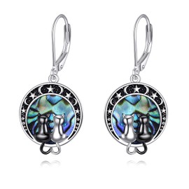 Dragon/Mermaid/Wolf Earrings for Women Girls Sterling Silver Abalone Shell Irish Celtic Knot Dragon Earrings Jewellery Gifts, Sterling Silver, Abalone