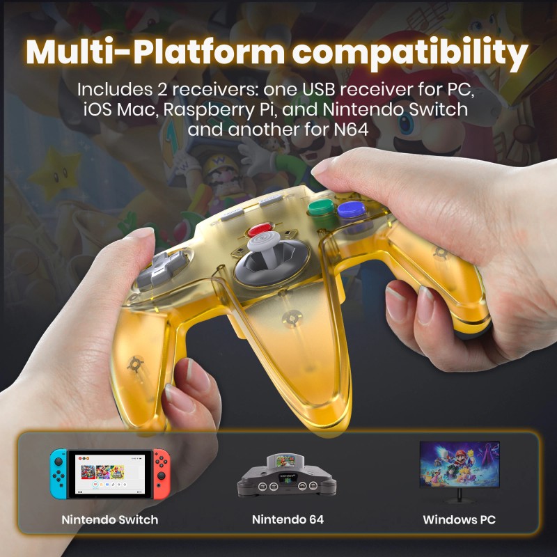 2.4G Wireless N64 Controller GamePad + USB Receiver Built in