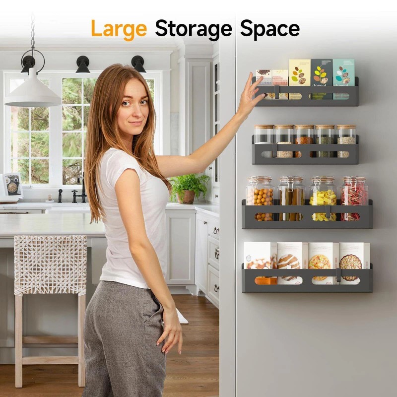 Sevenblue 4 Pack Magnetic Spice Rack for Refrigerator Organizer Moveable