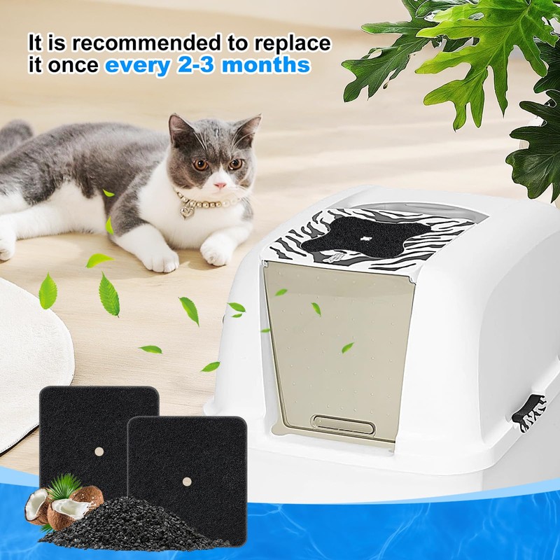 Cunina 6 pack Cat Litter Box Replacement Carbon Filters Compatible