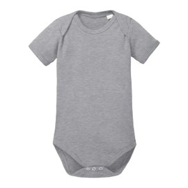 Baby romper bodysuit made of organic cotton for boys and girls from 0-12 months and also available as a pack of 5. - Grey - 9-12 Months