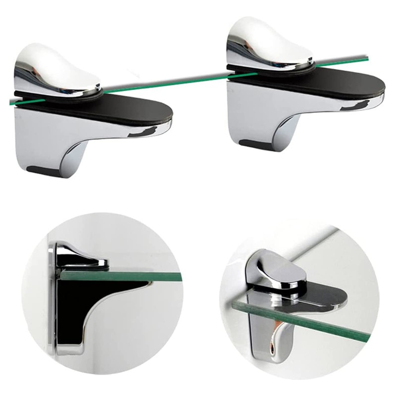 Adjustable Glass Shelf Bracket, Qikuver Adjustable Wood/Glass Shelf Bracket Wall