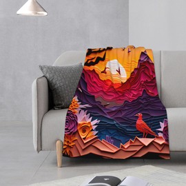 E-RIDES 76x100CM Small Flannel Blanket, Sunset Flying Bird Blanket for Babies, Kids, Cat, Dog, Travel - Lightweight Blanket for Couch, Bed, Car, and Stroller, Idea Birthday Gift