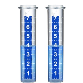 Ricihene Garden Rain Gauge, 7 Inch Capacity, Outdoor Weather Meter with Metal Stake, Blue (2 Plastic Rain Gauge Tube)