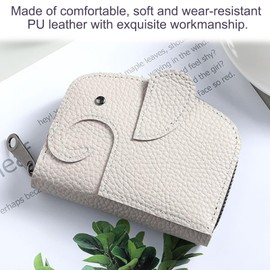 KASESSS 2 Pieces Credit Card Holder, PU Leather Credit Card Wallet, Cute Elephant Credit Card Holders for Women Men, Card Case with 11 Card Slots, RFID Card Holder with Zipper (White, Purple)