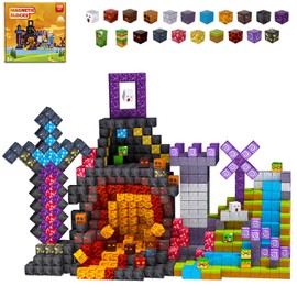 XWUX Magnetische Bausteine 100 Stück, Bauen Deine Magnetische Welt Vulkanische Lava Edition, Förderspielzeug Kinderspiele Geschenk für Jungen und Mädchen, Magnetbausteine für Kinder ab 3 Jahren