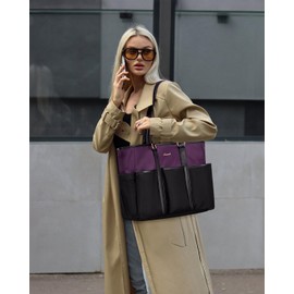 LOVEVOOK 17 Inch Laptop Tote Bag for Women Work, Teacher Tote Nurse Bag, Professional Utility Computer Bag For Work/Travel/College/Daily, Large Purse Handbag With Multi Pockets & Top Zipper