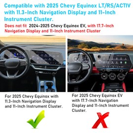 TTCR-II 2 PCs Compatible with 2025 Chevy Equinox Screen Protector Navigation Display 11.3 Inch, for 2025 Equinox Instrument Cluster Screen Protector 11 In