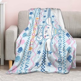 Ksopsdey Cinnamoro Dog Blanket with Cartoon Print, Soft Fluffy Plush Blanket, Flannel Fleece Blanket, TV Blanket/Sofa Blanket, Microfibre Couch Blanket, Cartoon Animals Blanket