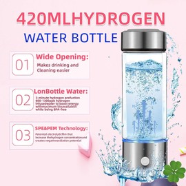 Arlantuo Hydrogen Water Bottle Generator, Portable Hydrogen Water Ionizer Machine Rechargeable,Hydrogen Rich Water Glass Health Cup for Travel 420ml Gift for Friends/Women/Men/Mom/Father/Grandpa/Grandma