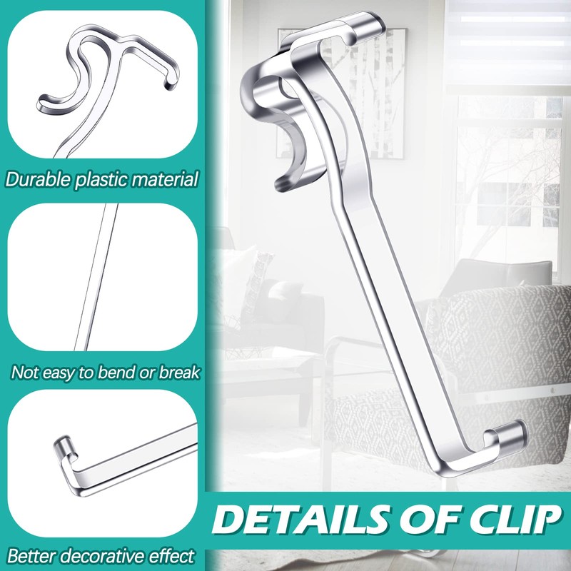 Blulu 3 Inch Valance Clips Window Blind Hidden Clip Clear