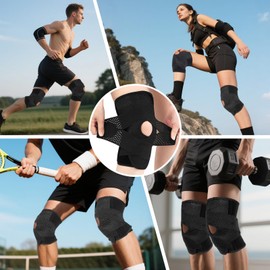 Kniebandage, Kniestütze mit Patella Gel Pads und Feder Seitenstabilisatoren, Kniebandagen Sport mit Klettverschluss für Knieschmerz Männer und Damen (L)