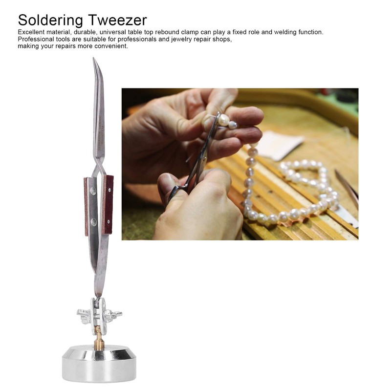 Metal Third Hand Base with Tweezers, Rebound Pliers and Professional